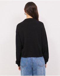 Calli - Melton Buttondown Knit Cardigan
