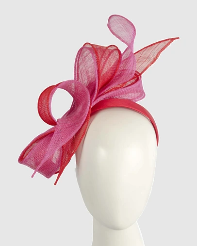 Max Alexander - Red and Fuchsia Sinamay Bow Racing Fascinator