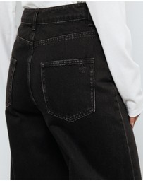AERE - High Rise Seam Detail Wide Leg Jeans