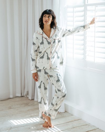 Organic Cotton Giraffe Print Long Pyjama Set