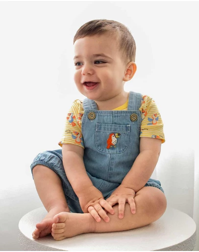 Purebaby - Denim Overall Set -Kids-Babies