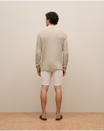 Trenery - Linen Cotton Texture Knit Crew in Flax
