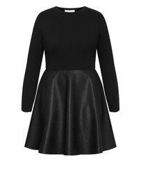 City Chic - Rosa Faux Leather Skater Dress