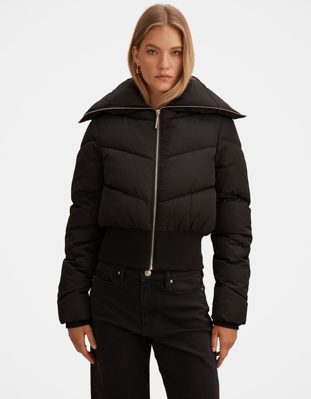 Forever New - Evie Cropped Ribbed Detail Puffer Jacket