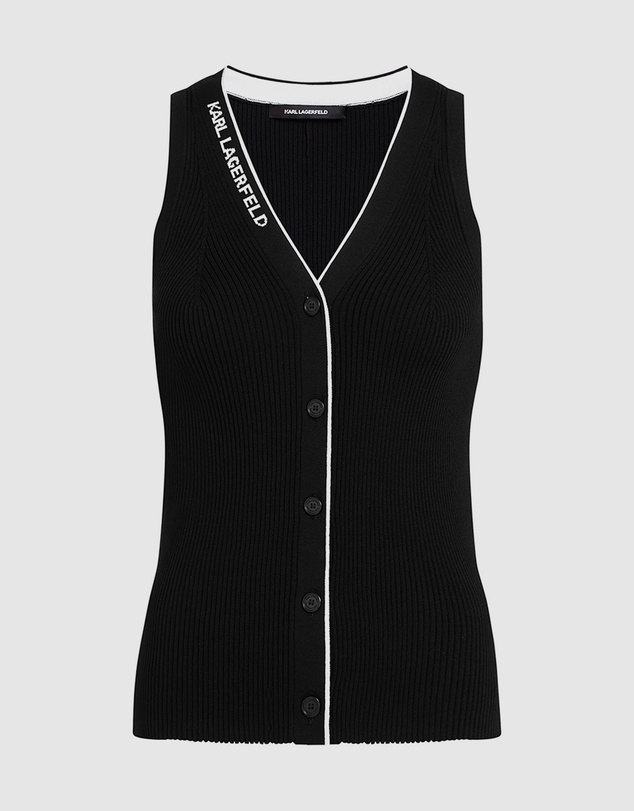 Karl Lagerfeld - Logo V-Neck Knit Top