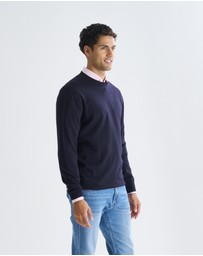 3 Wise Men - 3 Wise Men Driver Crew Neck Merino Knit - Navy