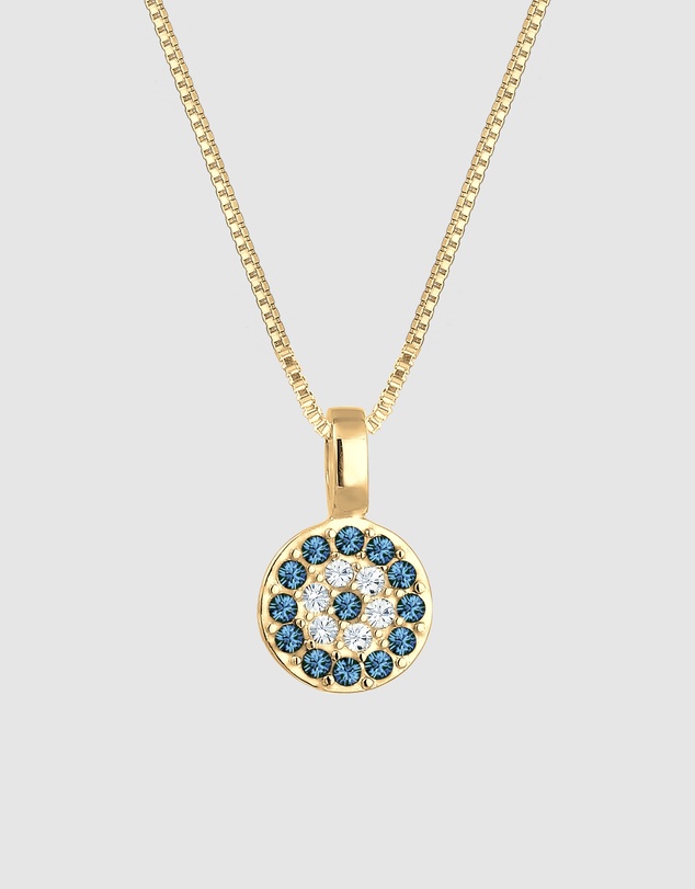 Elli Jewelry - Evil Eye Crystal Pendant Necklace in Gold-Plated 925 Silver