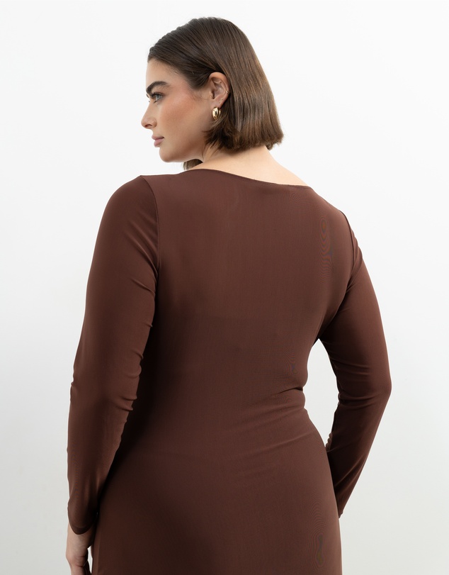 Atmos&Here Curvy - Dani Long Sleeve Mesh Midi Dress