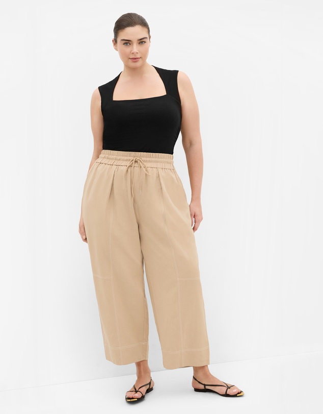 City Chic - Plus size Relaxed Barrel Leg Pant - taupe