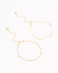 Lovisa - Gold Diamante & Ball Chain Bracelets 2-Pack