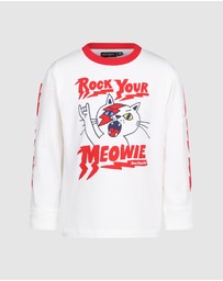 Rock Your Kid - Rock Your Meowie David Long Sleeve T-Shirt