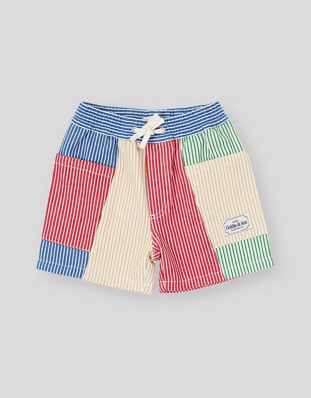 Goldie + Ace - Patchwork Stripe Noah Pocket Shorts - Babies-Kids