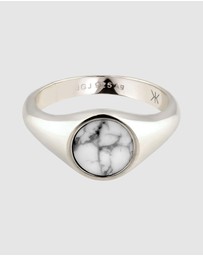 Kuzzoi - ICONIC EXCLUSIVE - Ring Male Signet White Marble 925 Sterling Silver