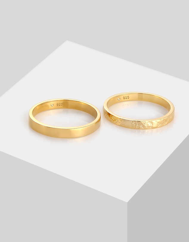 Elli Jewelry - Ring 2er Basic Set 925 Sterling Silver Gold-Plated