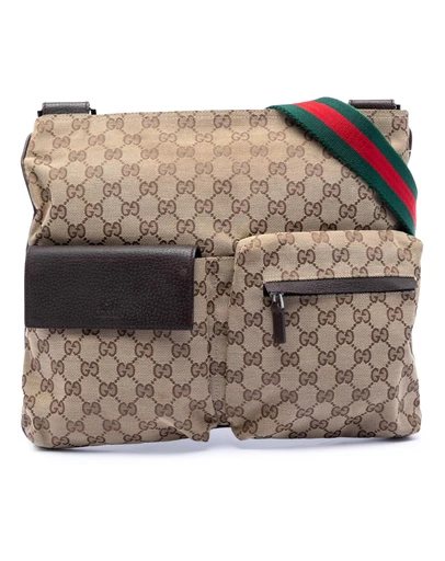 Pre-Loved by Azura Reborn - Pre-Loved GG Canvas Web Double Pocket Crossbody
