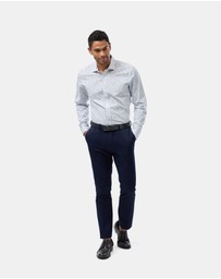 Brooksfield - Abstract Floral Print Reg Fit Stretch Business Shirt