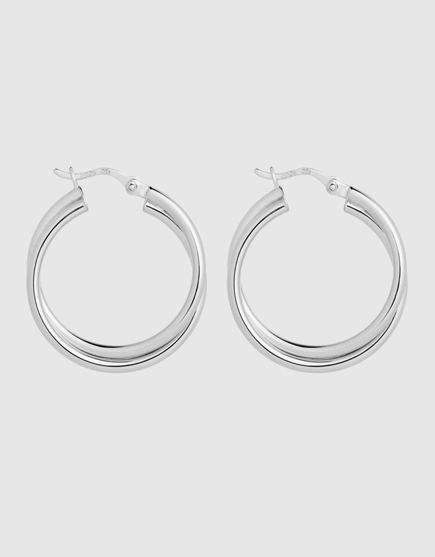Najo - Duet Silver Hoop Earrings