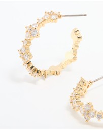Lovisa - Gold Plated Cubic Zirconia Flower Large Round Hoop Earrings