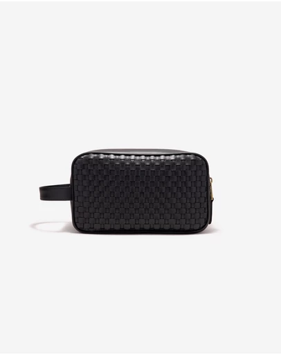 Calibre - Woven Leather Wash Bag Black