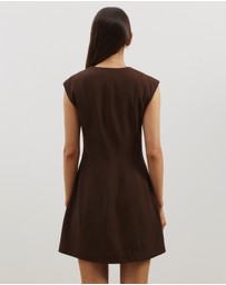 Atmos&Here - Cap Sleeve Button-Down Mini Dress
