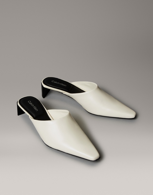 Calvin Klein - Leather Kitten Heel Mules