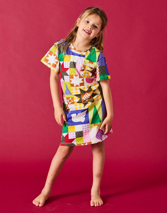 Kip&Co - Christmas Patchwork Organic Cotton Short Sleeve Nighties - Babies-Teens