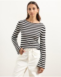 Atmos&Here - Bella Fine Knit Stripe Top