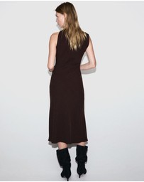 M.N.G - Dress With Asymmetrical Neck And Metallic Detail