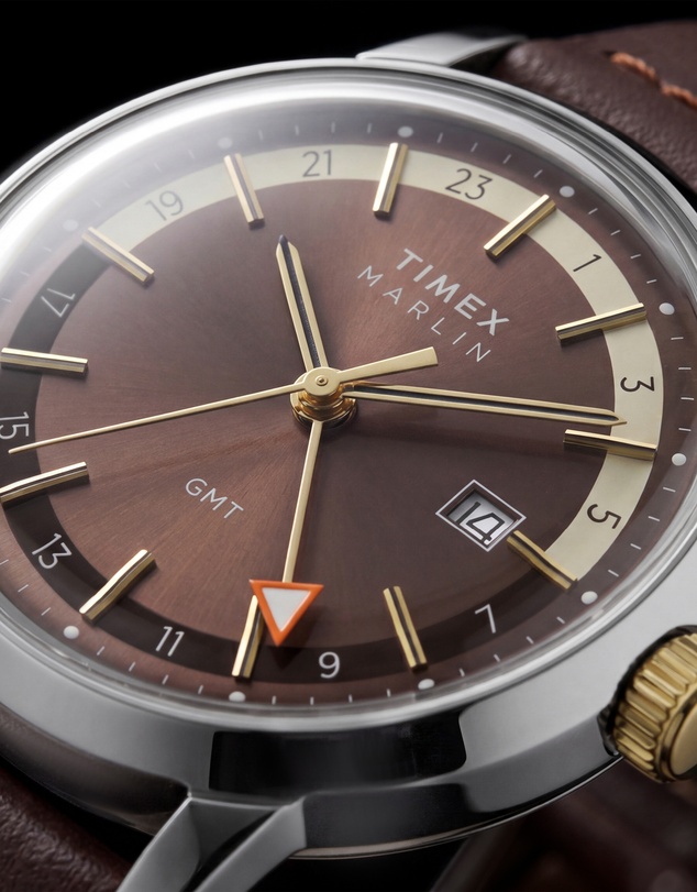 TIMEX - Marlin® GMT 40mm Dual Time Leather Strap Watch
