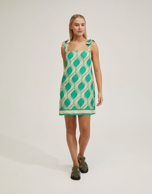Oxford - Emily Linen Blend Printed Dress