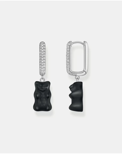 THOMAS SABO - Single hoop earring medium sized with black goldbear
