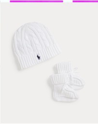 Polo Ralph Lauren - Cable-Knit Cotton Beanie & Bootie Set - ICONIC EXCLUSIVE - Babies