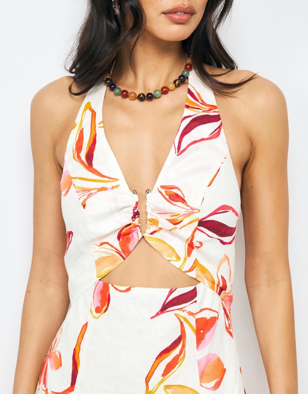AERE - Aureline Linen Halter Midi Dress