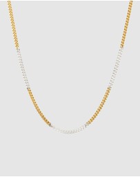Kuzzoi - ICONIC EXCLUSIVE - Necklace Male Curb Chain 925 Sterling Silver Bicolor