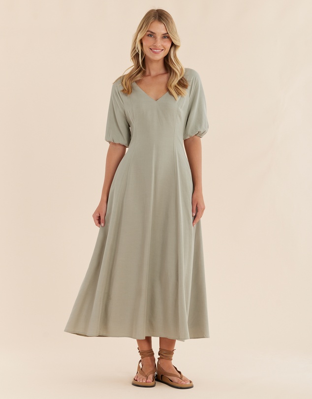 Amelius - Auguste Puff Sleeve Midi Dress