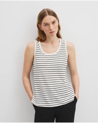 Country Road - Organically Grown Linen Stripe Scoop Neck Tank