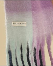 Morgan & Taylor - Emma Chunky Check Scarf Purple & Citrus Orange