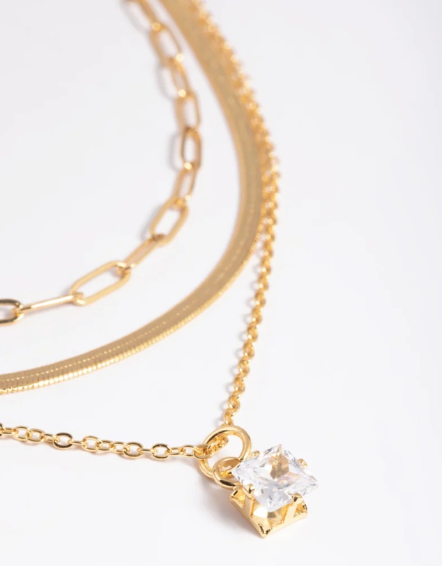 Lovisa - Gold Plated Cubic Zirconia Chain Necklace