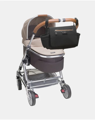 Storksak - Stroller Organiser Luxe Black & Rose Gold