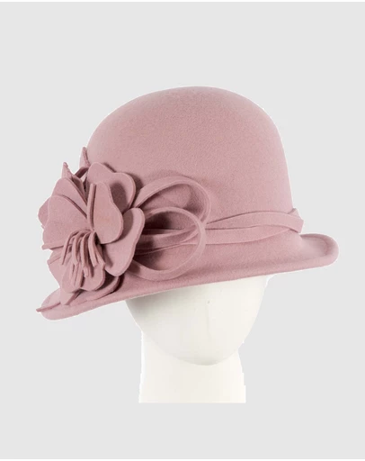 Max Alexander - Winter Felt Dusty Pink Cloche Hat