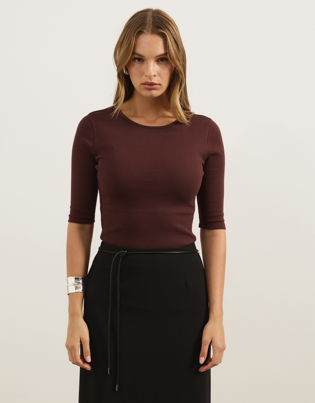 Atmos&Here - Organic Cotton Rib Quarter Sleeve Top