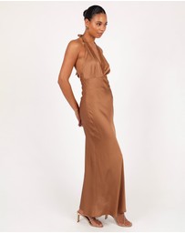 Petal & Pup - Kalina Halterneck Maxi Dress - Bronze