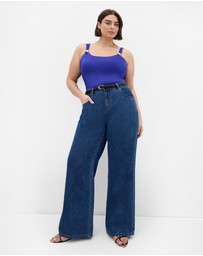 City Chic - Plus size Arami Strap Detail Top - cobalt