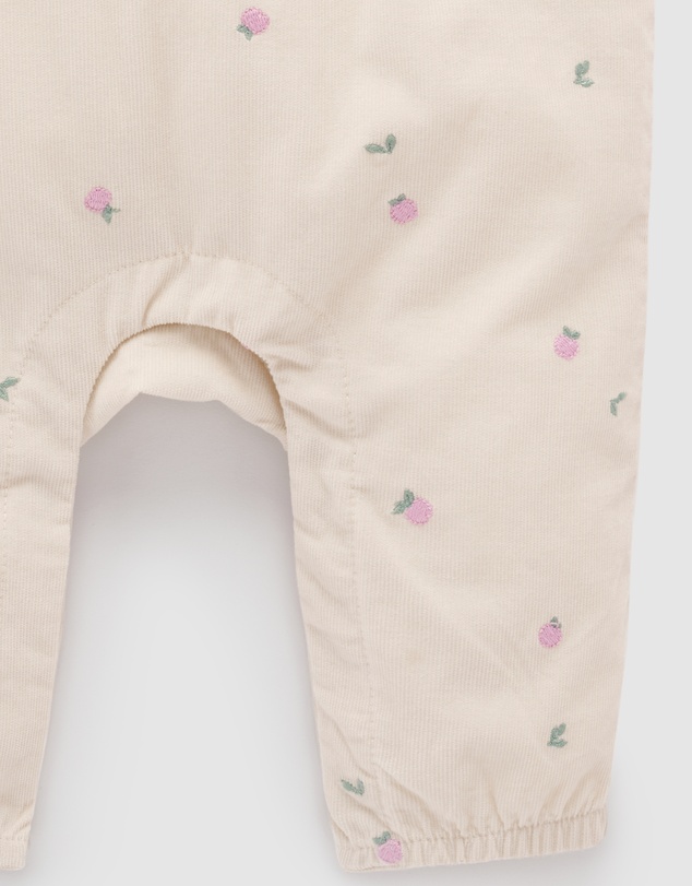 Purebaby - Embroidered Corduroy Romper - Kids-Babies