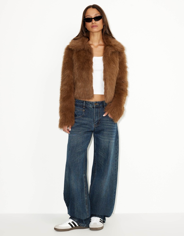 Dazie - Kayla Faux Fur Cropped Jacket