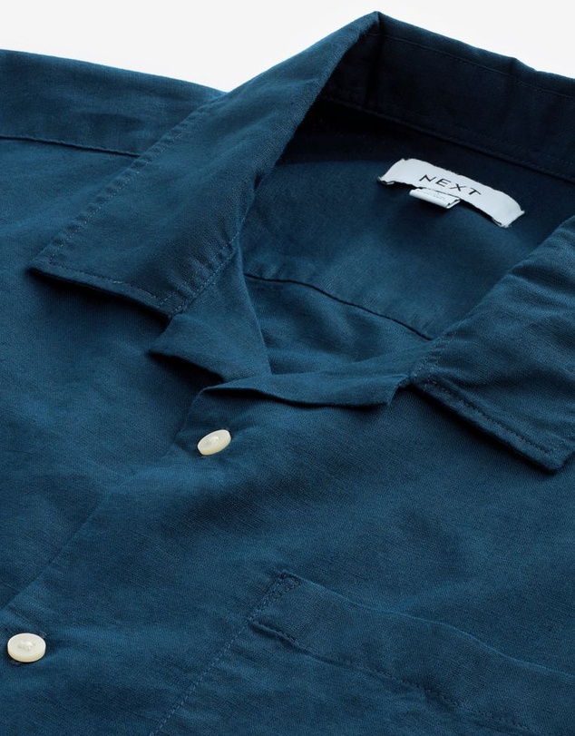 NEXT - Cuban Collar Linen Blend Short Sleeve Shirt