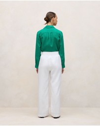 Trenery - Linen Drawcord Wide Leg Pant in White