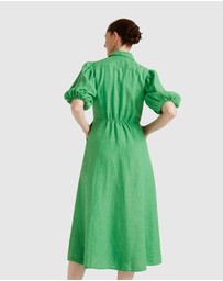 Trenery - Linen Delave Gathered Sleeve Shirt Dress