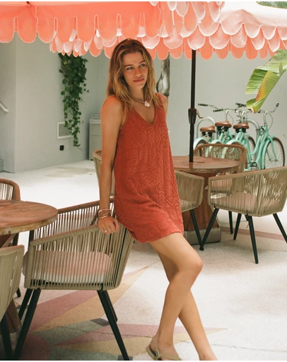 Poolside Paradiso - Mai Tai V Tunic Towelling Dress - Sienna