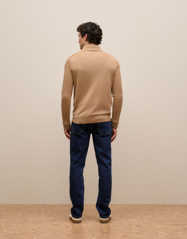 Trenery - Merino Half Zip in Camel